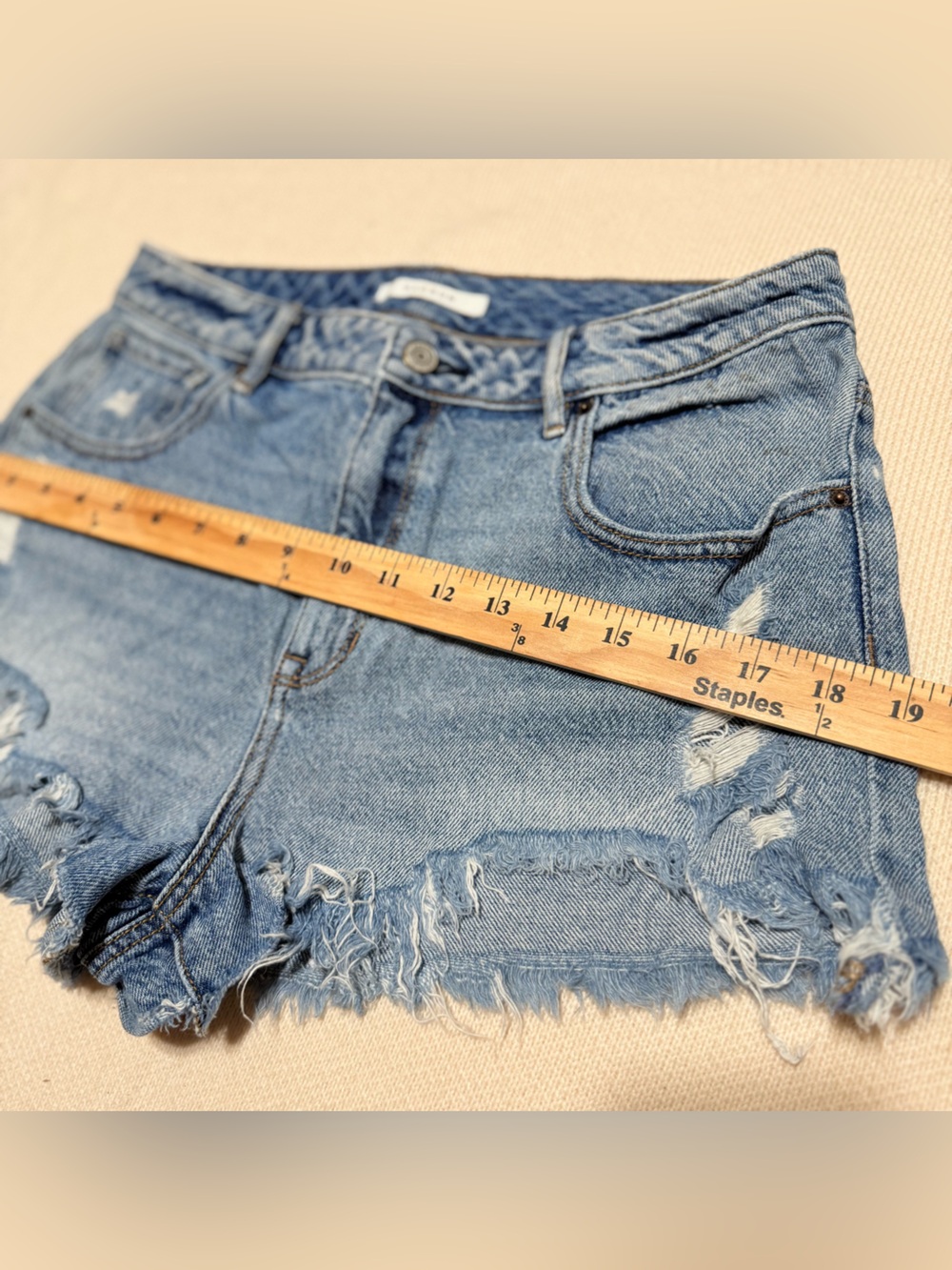 PacSun Blue‎ Distressed Jean Shorts High-Rise size 30 - Picture 9 of 11